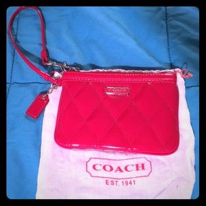 Coach red patent wristlet